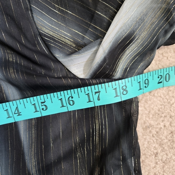 Ninety Sheer Black, Teal And Metallic Gold Blouse. Size Medium - Picture 10 of 11